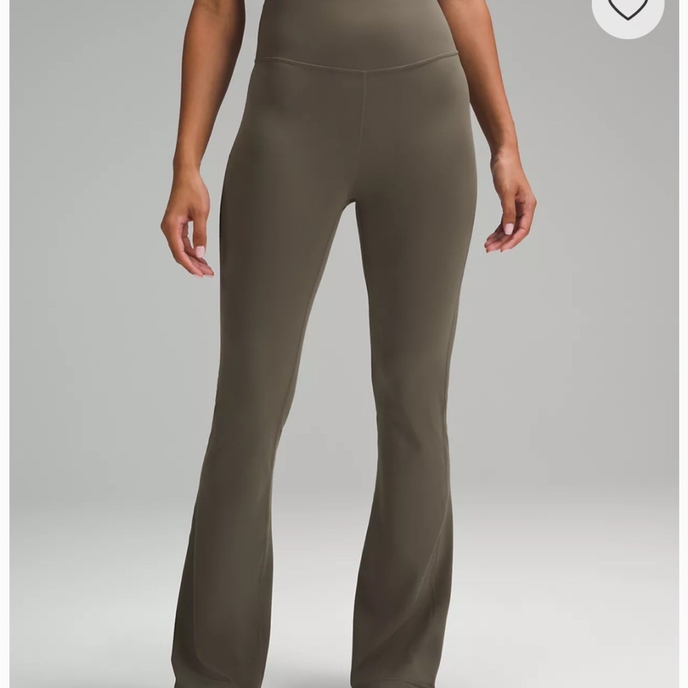 Green Boot Cut Flare Pants with High Waist